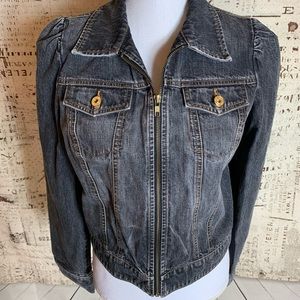 Gap Zip Front Jean Jacket Dark Acid Wash Throwback